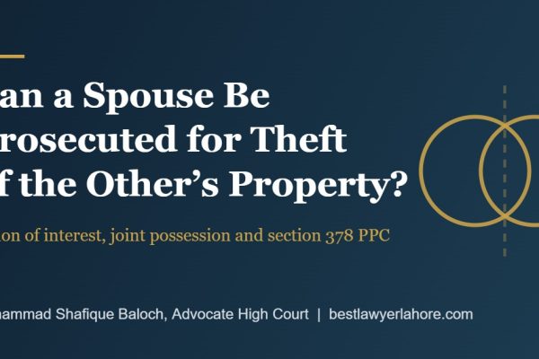 Theft between spouses in Pakistan: union of interest, joint possession and section 378 PPC